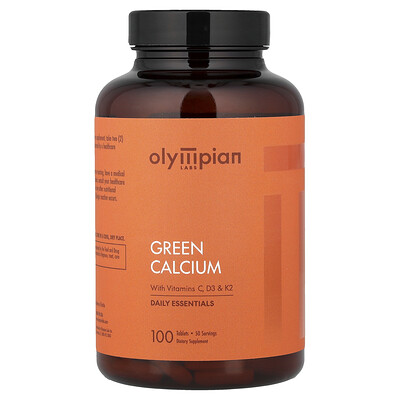 Olympian Labs Green Calcium with Vitamins C D3  K2 100 Tablets
