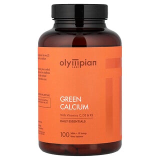 Olympian Labs, Calcio verde con vitaminas C, D3 y K2, 100 comprimidos