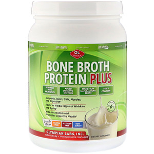 Отзывы о Олимпиан Лэбс, Bone Broth Protein Plus, Vanilla Flavor, 13.5 oz (384.2 g)