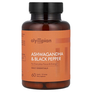 Olympian Labs, Ashwagandha és fekete bors, 60 kapszula