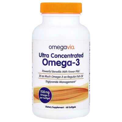 OmegaVia, Omega-3 ultraconcentrado, 1135 mg, 60 cápsulas blandas