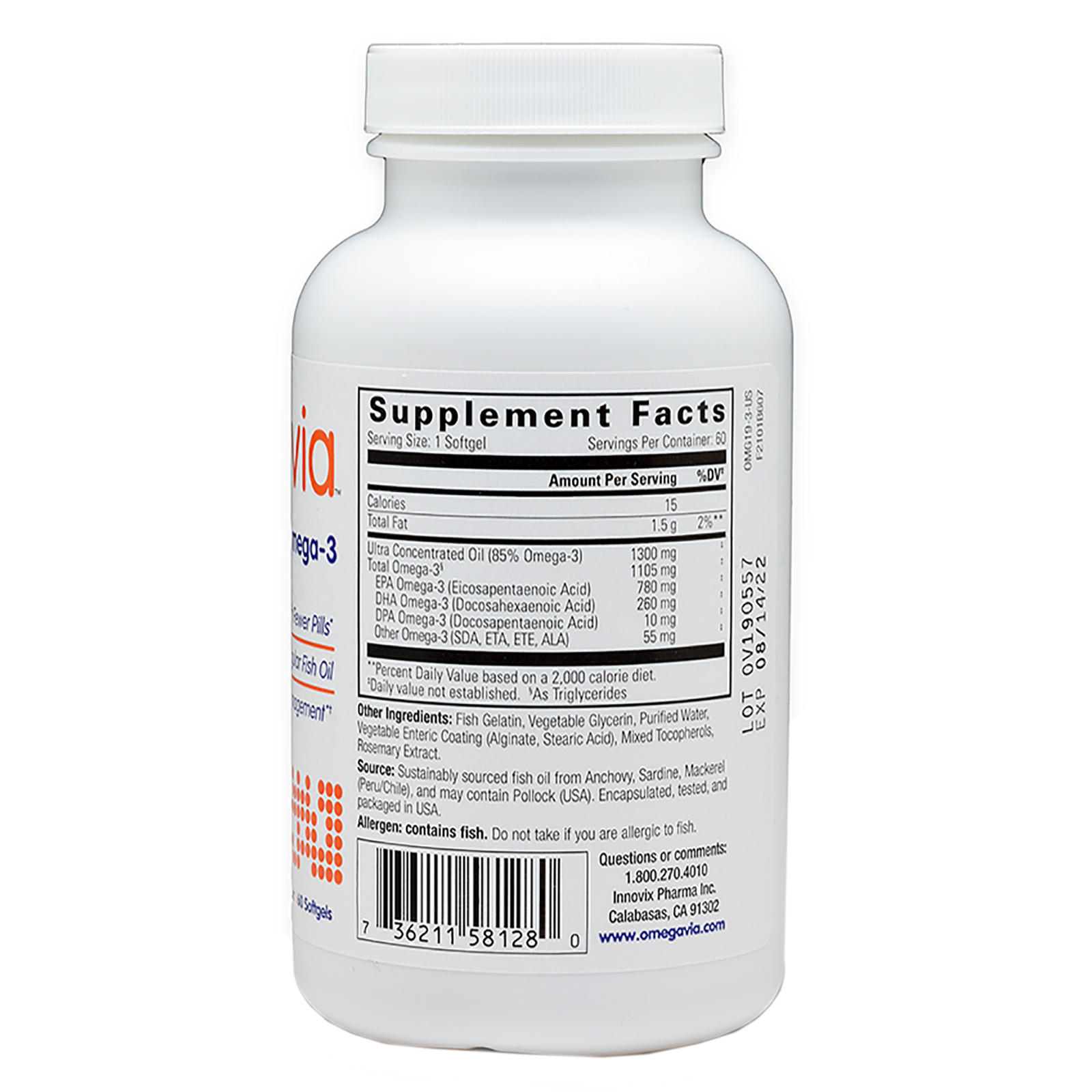 OmegaVia, Ultra Concentrated Omega-3, 60 Softgels - iHerb