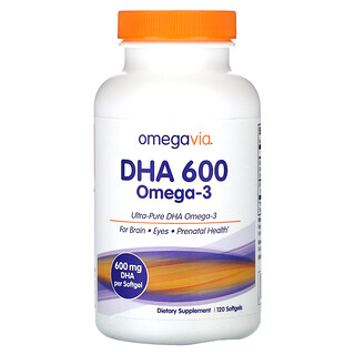 OmegaVia, DHA 600, Omega 3, 120 capsule molli