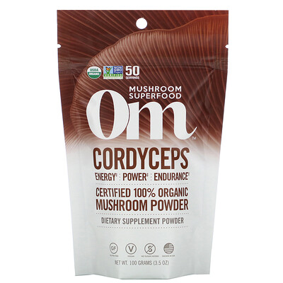 Om Mushrooms Cordyceps, Certified 100% Organic Mushroom Powder, 3.5 oz (100 g)