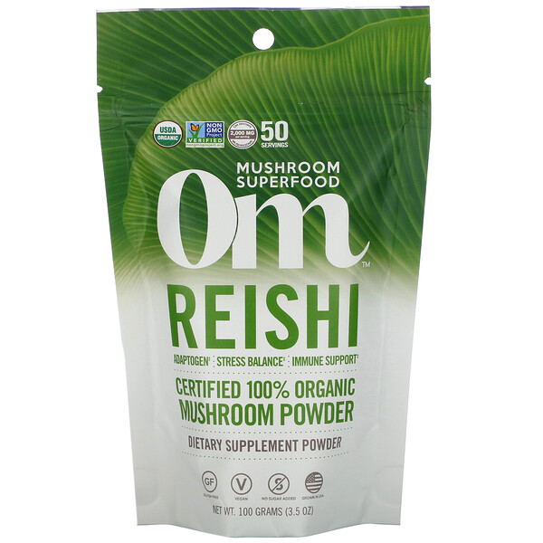 Om Mushrooms‏, Reishi, Certified 100% Organic Mushroom Powder, 3.5 oz (100 g)