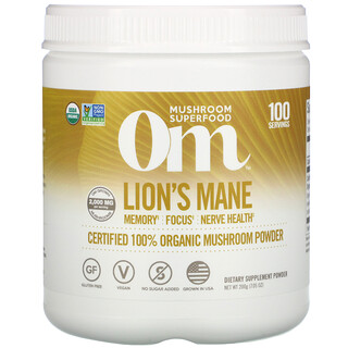 Om Mushrooms, Lion's Mane, Certified 100% Organic Mushroom Powder, 7.05 oz (200 g)  