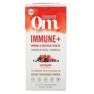Отзывы о Om Mushrooms, Immune+, Immune & Digestive Health, Superberry, 10 Packets, 0.21 oz (6.1 g) Each