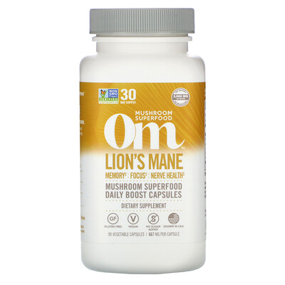 Om Mushrooms Lions's Mane, 667 mg, 90 Vegetarian Capsules