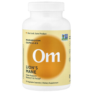 Om Mushrooms, Lions‘ Mane Mushroom Capsules, Löwenmähne-Pilzkapseln, 90 pflanzliche Kapseln (666 mg pro Kapsel)