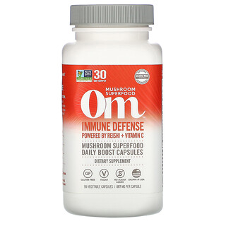 Om Mushrooms, Immune Defense，靈芝 + 維生素 C 提供能量，697 毫克，90 粒素食膠囊，