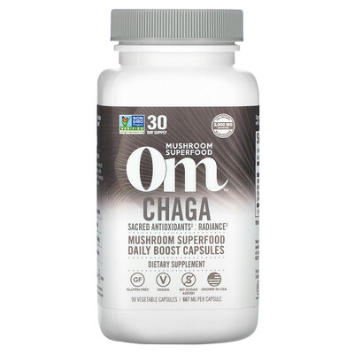 Om Mushrooms Chaga, 667 mg, 90 Vegetable Capsules