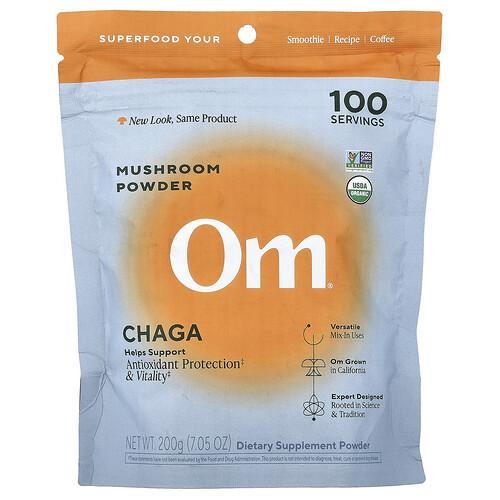 Om Mushrooms Mushroom Powder, Chaga, 7.05 oz (200 g)