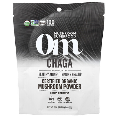 Product Image for Om Mushrooms, Certified Organic Mushroom Powder, Chaga, 7.05 oz (200 g)
