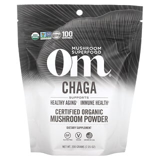 Om Mushrooms, Чага, сертифицированный органический грибной порошок, 200 г (7,05 унции)