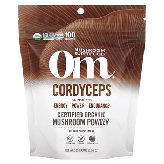 Om Mushrooms, 蟲草，有機認可蘑菇粉，7.05 盎司（20無）
