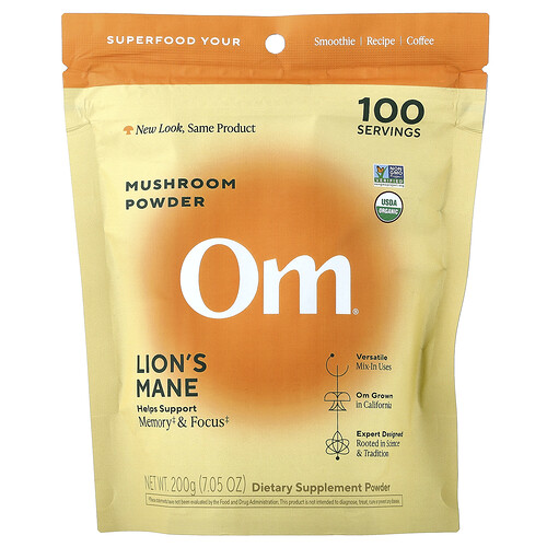 Om Mushrooms Mushroom Powder, Lion's Mane, 7.05 oz ( 200 g)