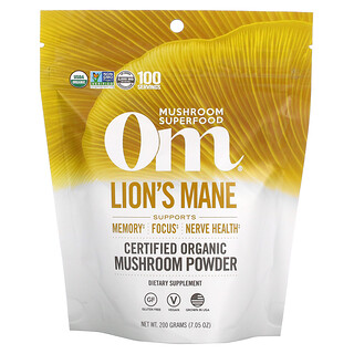 Om Mushrooms, Certified Organic Mushroom Powder, Lion's Mane, 7.05 oz ( 200 g)