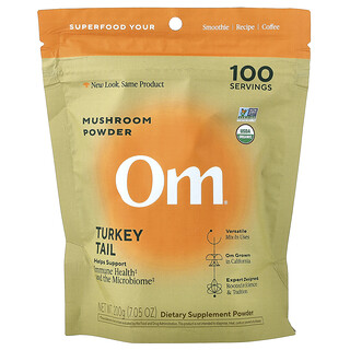 Om Mushrooms, Mushroom Powder, krůtí ocásek, 200 g (7,05 oz)