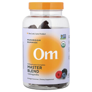 Om Mushrooms, Gomitas de hongos Master Blend, Bayas mixtas, 56 gomitas veganas