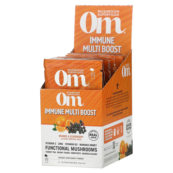 Immune Multi Boost, Orange & Elderberry Juice Drink Mix, 10 Packets, 0.53 oz (15 g) Each