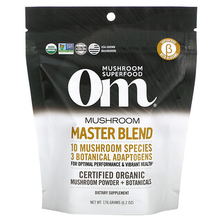 Om Mushrooms, Certified Organic Mushroom Powder + Botanicals, Mushroom Master Blend, 6.2 oz (176 g)