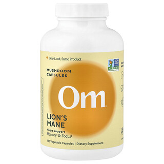 Om Mushrooms, Lion‘s Mane Mushroom Capsules, Löwenmähne-Pilzkapseln, 180 pflanzliche Kapseln (666 mg pro Kapsel)