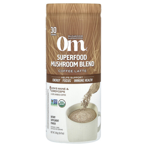 Om Mushrooms, Superfood Mushroom Blend, Superfood-Pilzmischung, Kaffee Latte, 240 g (8,47 oz.)