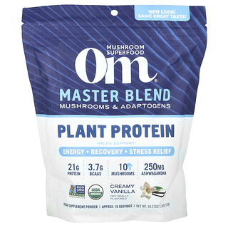 Om Mushrooms, Master Blend Plant Protein, pflanzliches Protein, cremige Vanille, 518 g (1,14 lbs.)