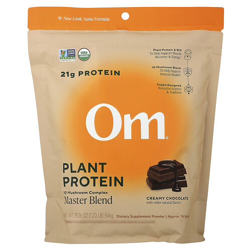 Om Mushrooms, Master Blend, Plant Protein, Creamy Chocolate, 1.2 lb (546 g)