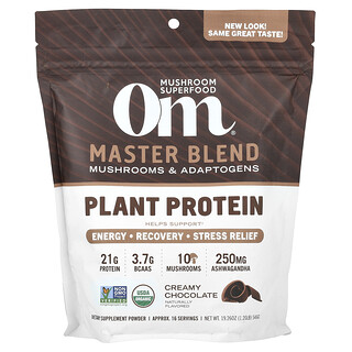 Om Mushrooms, Master Blend, 식물성 단백질, 크리미 초콜릿 맛, 546g(1.2lb)