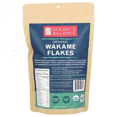 Ocean's Balance, Hojuelas de wakame orgánico`` 113 mg (4 oz)