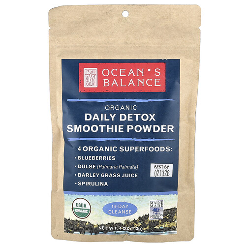 Ocean's Balance, Organic Daily Detox Smoothie Powder, Bio-Detox-Smoothie-Pulver für jeden Tag, 113 g (4 oz.)