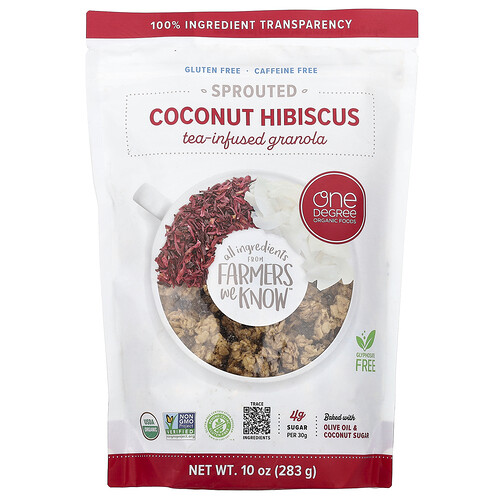One Degree Organic Foods, Sprouted Tea-Infused Granola, Coconut Hibiscus, 10 oz (283 g)
