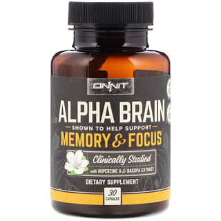 Onnit, Alpha Brain, память и концентрация, 30 капсул