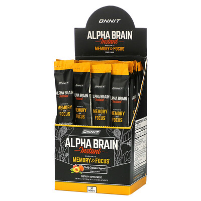 

Onnit Alpha Brain Instant, для памяти и концентрации, персик, 30 пакетиков по 3,6 г (0,13 унции)