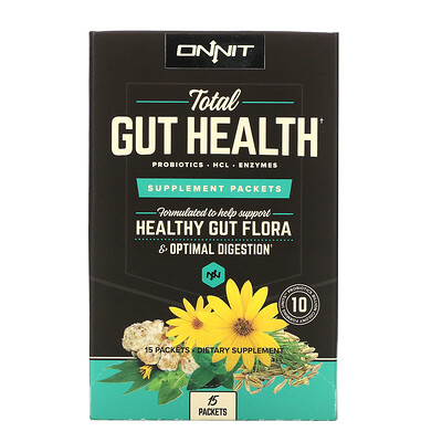 Onnit Total Gut Health, пакетики с пищевой добавкой, 15 штук