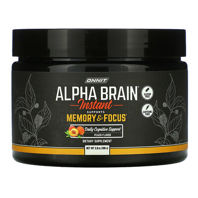 Onnit Alpha Brain Instant, Memory & Focus, Natural Peach Flavor, 3.8 oz (108 g)