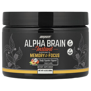 Onnit, Alpha BRAIN® миттєвий, персиковий, без кофеїну, 120 г (4,2 унції)