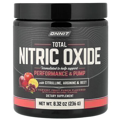 Product Image for Onnit, Total Nitric Oxide with Citrulline, Arginine & Beet, Harvest Fruit Punch, 8.32 oz (236 g)