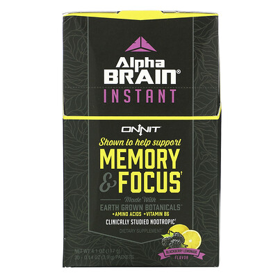 Onnit AlphaBRAIN Instant, Memory & Focus, Blackberry Lemonade Flavor, 30 Packets, 0.14 oz (3.9 g) Each