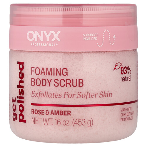 Onyx Professional, exfoliant pentru corp cu spumă, trandafir și chihlimbar, 453 g (16 oz);