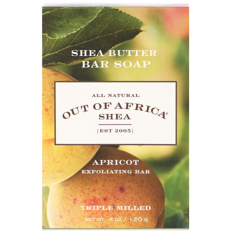Out of Africa, Shea Butter Bar Soap, Apricot Exfoliating Bar, 4 oz (120
