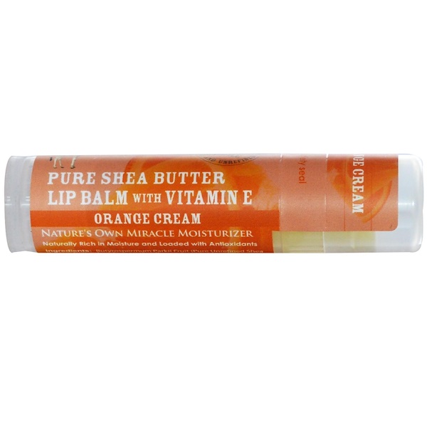 Out of Africa, 100% Pure & Unrefined Shea Butter Lip Balm with Vitamin E, Orange Cream, 0.25 oz (7.0 gm) (Discontinued Item) 