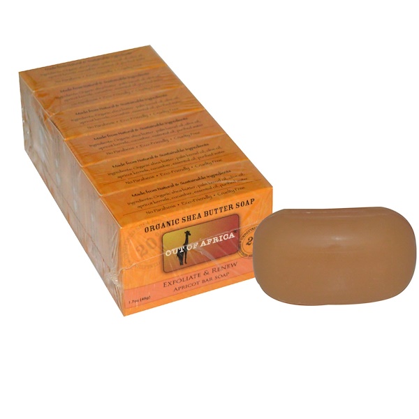 Out of Africa, Organic Shea Butter Bar Soap, Apricot, 6 Pack, 1.7 oz