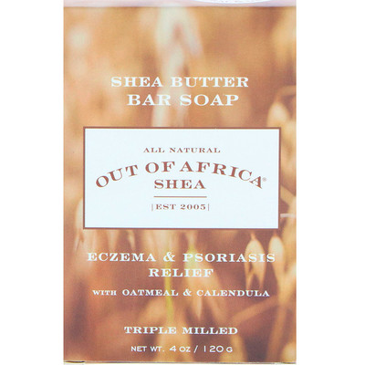 Out of Africa Shea Butter Bar Soap, Eczema and Psoriasis Relief, Oatmeal & Calendula, 4 oz (120 g)