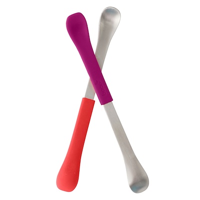 Boon Swap, 2-in-1 Feeding Spoon, 4 + Months, Coral & Plum, 2 Spoons