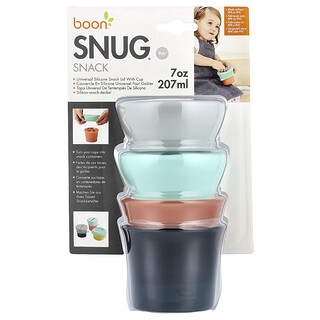 Boon, Snug Snack，带杯子的通用硅酮零食盖，9 米以上，2 个杯子和 2 个盖子，每个 7 盎司（207 毫升）
