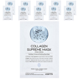 OOTD, Mascarilla de belleza con colágeno supremo, 10 láminas, 25 g (0,88 oz) cada una
