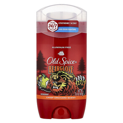 Old Spice, Bearglove, Desodorante en barra, Sin aluminio, Huerto crujiente, 85 g (3 oz)