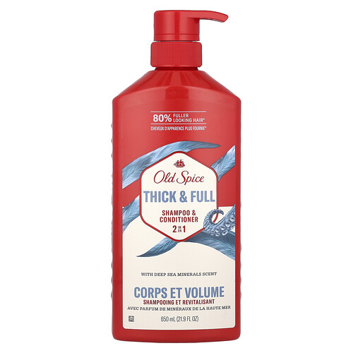 Old Spice 2 in 1 Shampoo & Conditioner, Thick & Full, Deep Sea Minerals, 21.9 fl oz (650 ml)